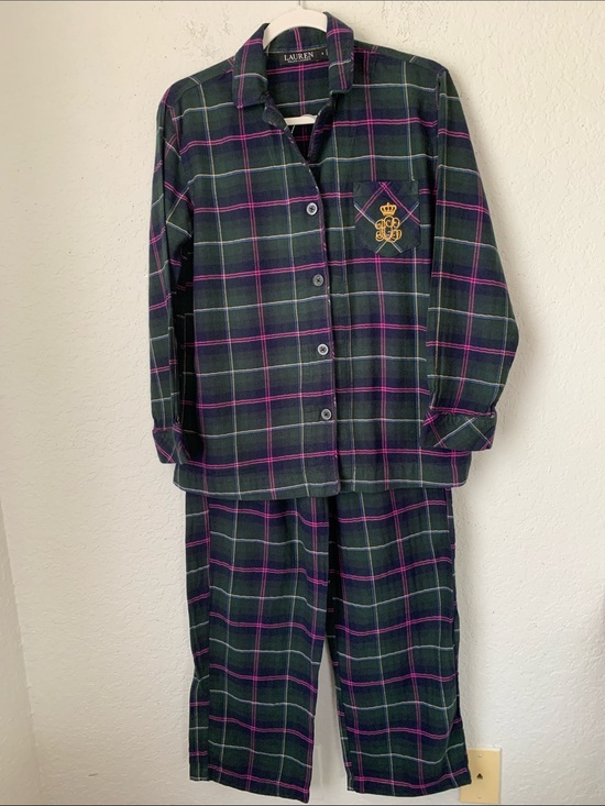 Lauren Ralph Lauren Other - Lauren Ralph Lauren Women Green Plaid Pajama Set with Pink Accents Size S